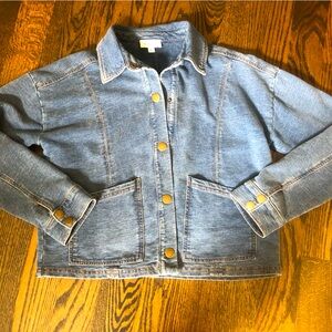 Evereve Blue Denim Jacket with Gold Buttons
